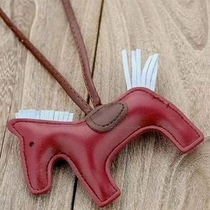 Wine Red Vegan Leather Horse Rodeo Keychain Bag Charm